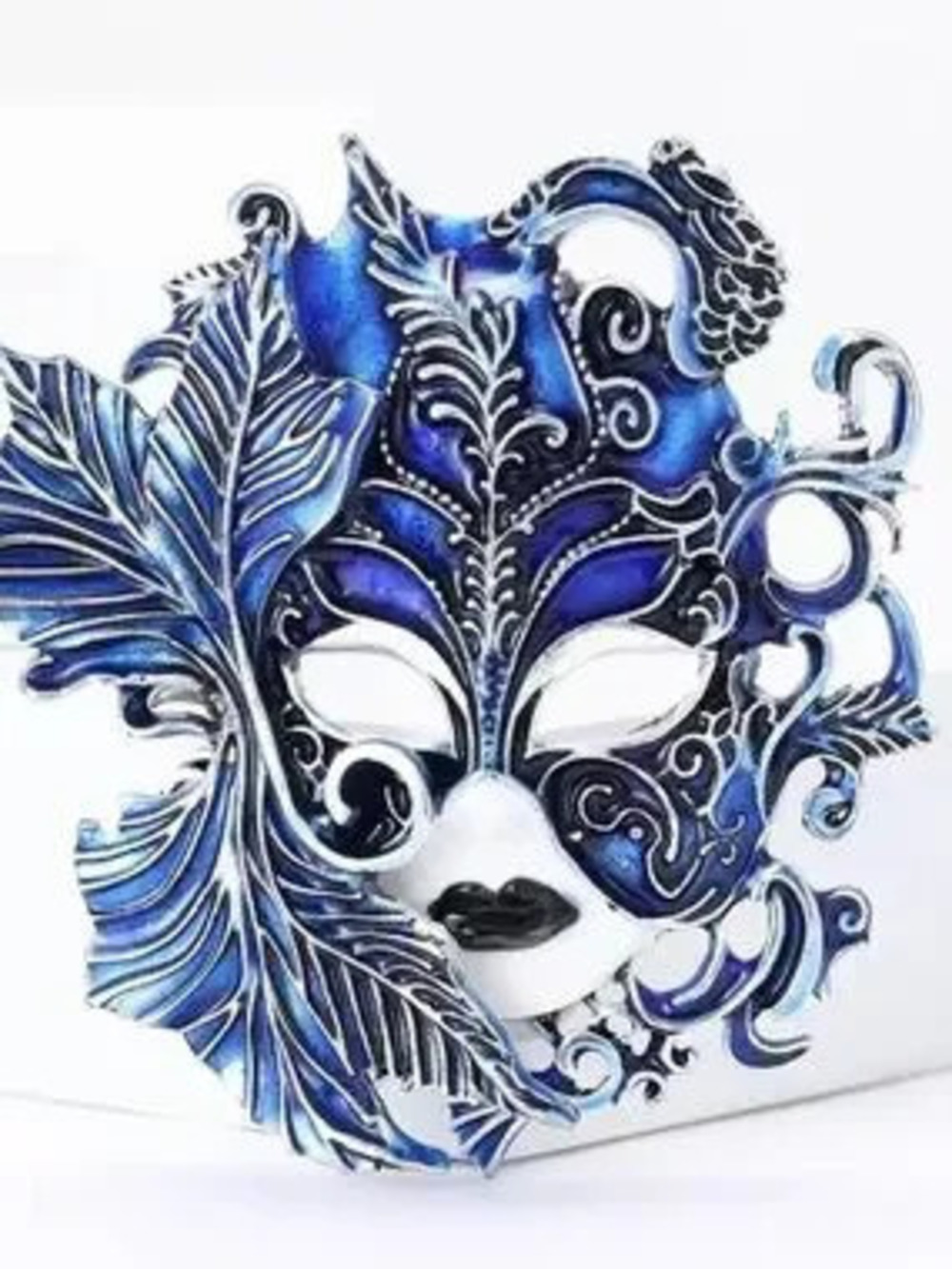Anthropologie Luxury Blue and Silver Decorative Masquerade Mask
